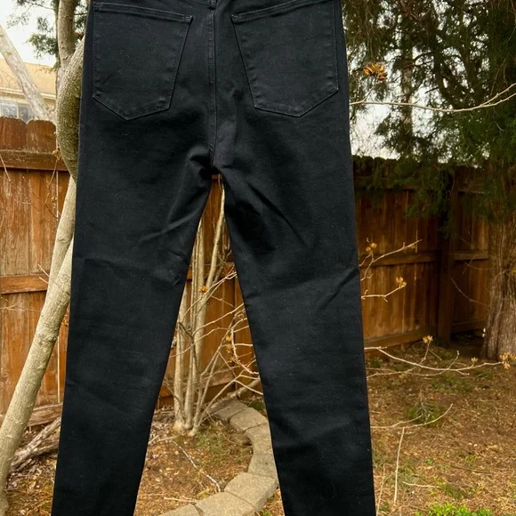 NWOT Abercrombie black jeans ultra high rise super skinny raw hem 28R 6 - Picture 7 of 15